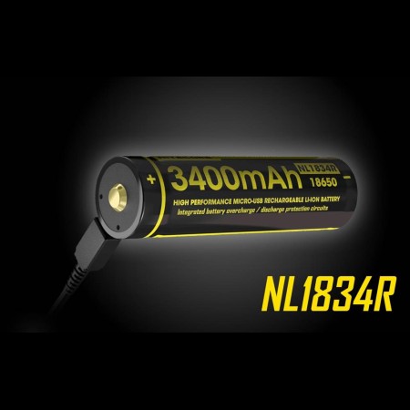 Nitecore 3400mAh micro-usb rechargeable battery NL1834R