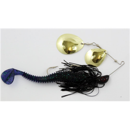 Jazlures Double Colarado Spinner Bait with Soft Tail 5/8oz #1Black