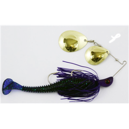 Jazlures Double Colarado Spinner Bait with Soft Tail 5/8oz #2 Purple