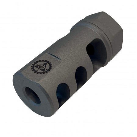 thumbnail interactive-video image 1 of Gunbloke.com M11-PLR Muzzle Brake For Lithgow LA102/LA105 – Armor Black/Titanium, Bored To Suit 1 of 6