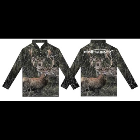 Profishent Hunter Sublimated Fishing Shirt - Camo Deer