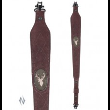 Allen Suede Leather big game rifle sling with swivels Stag Skull 8140