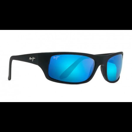 Maui Jim Polarised Sunglasses Peahi Black Matte Rubber - Blue Hawaii