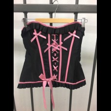 Pink and Black Overbust Corset with bows 