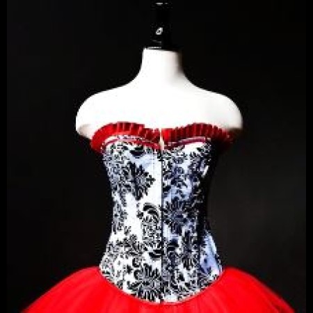 Red, Black and White Overbust Corset