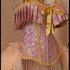 Pink and Gold/Yellow Overbust Corset 