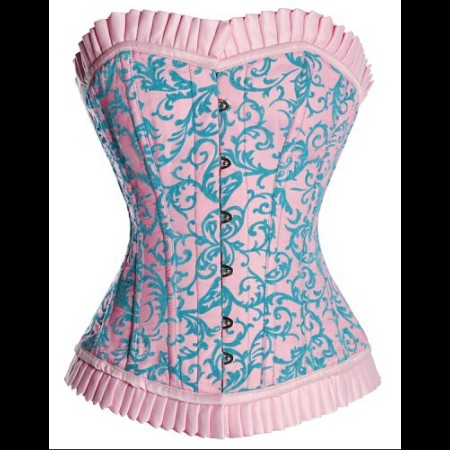 Light Pink and Blue Overbust Corset 