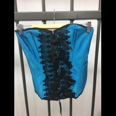 Blue and Black Bow Overbust Corset