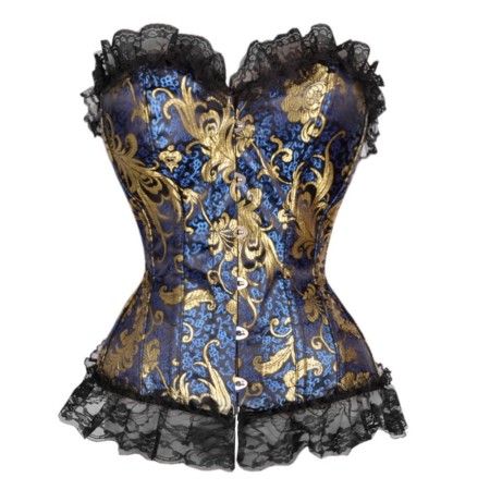 Blue, Gold and Black Overbust Corset