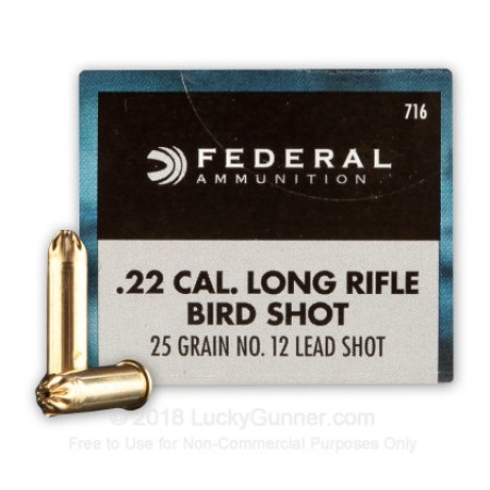 Federal .22 Cal Long Rifle Birdshot 25 gr No.12 Lead Shot
